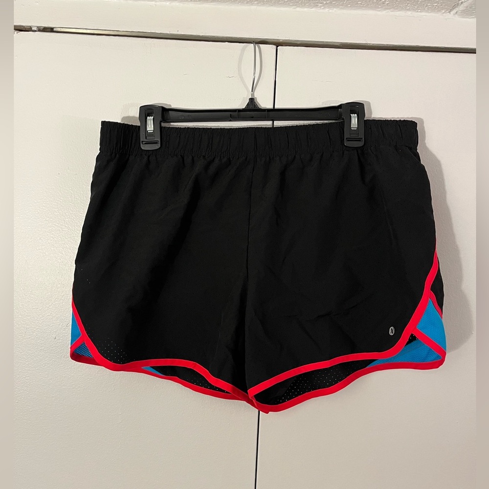 Xersion black mesh running shorts, size L large, pre-owned EUC